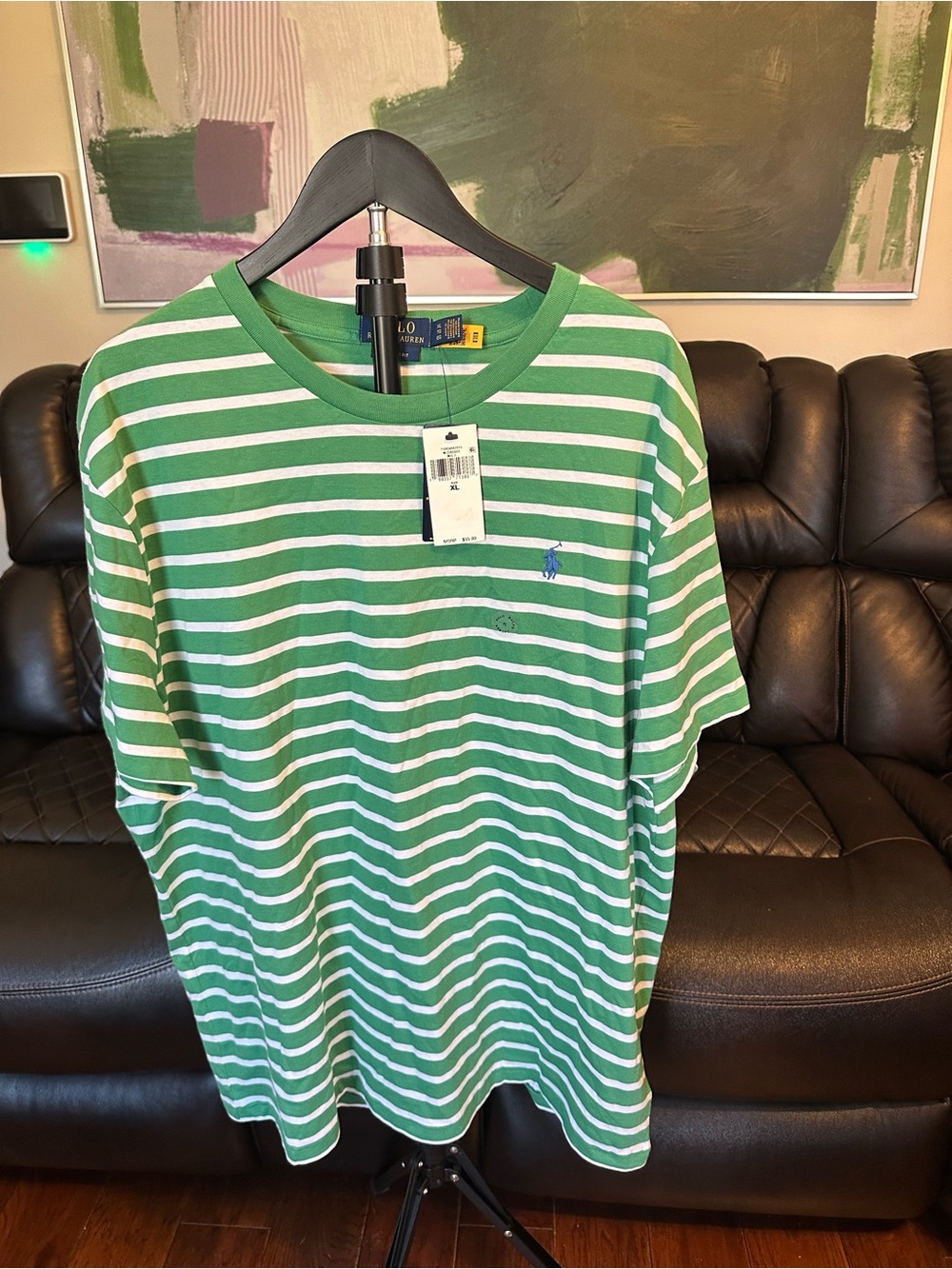 Polo Ralph Lauren Men’s XL Classic Fit Green White Striped T-Shirt NWT